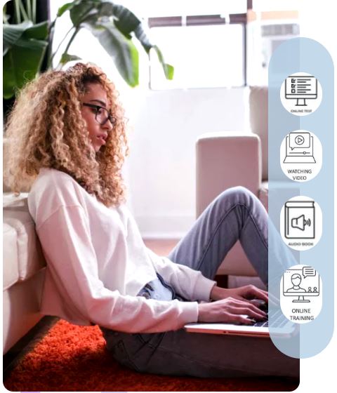 A girl learns online